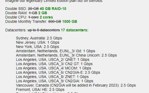 搬瓦工神秘套餐月付99美元,2H2G40GSSD1T流量,可切换17个机房(香港CMI/美西CN2 GIA/日本软银/荷兰9929)